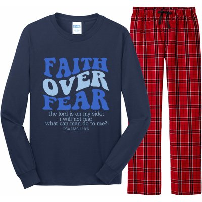 Faith Over Fear The Lord Is On My Side Psalms 118:6 Jesus Christ Christian Long Sleeve Pajama Set