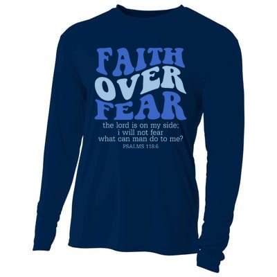 Faith Over Fear The Lord Is On My Side Psalms 118:6 Jesus Christ Christian Cooling Performance Long Sleeve Crew