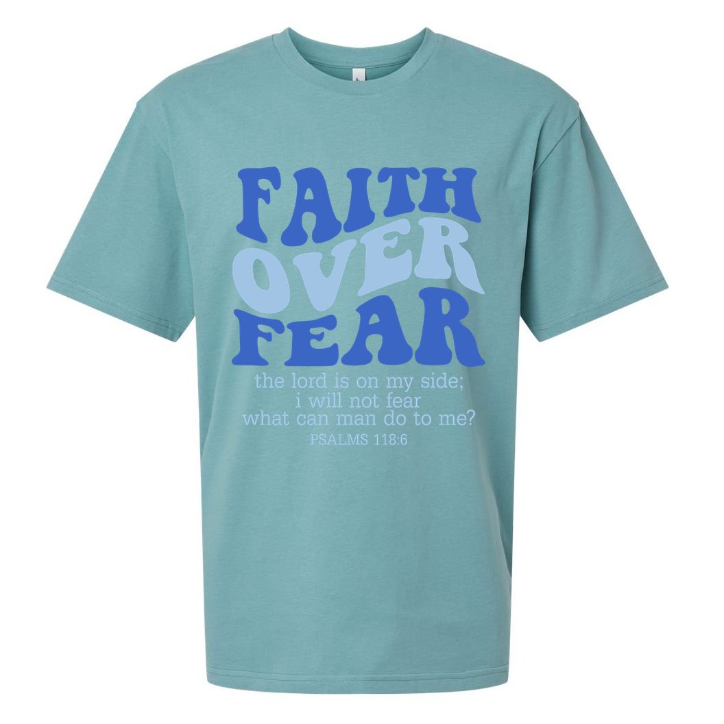 Faith Over Fear The Lord Is On My Side Psalms 118:6 Jesus Christ Christian Sueded Cloud Jersey T-Shirt