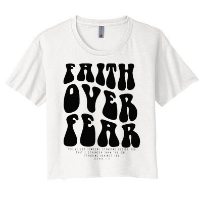 Faith Over Fear Bible Verse Aesthetic Christian Women's Crop Top Tee