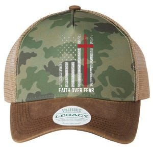 Faith Over Fear American USA Flag Christian Cross Jesus Legacy Tie Dye Trucker Hat