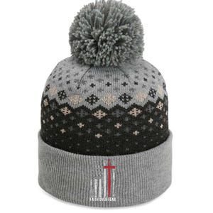 Faith Over Fear American USA Flag Christian Cross Jesus The Baniff Cuffed Pom Beanie