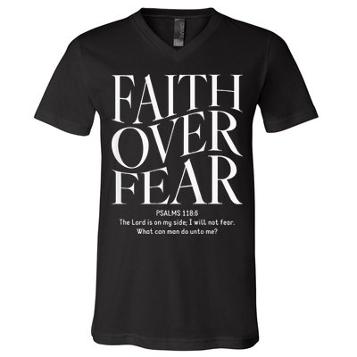 Faith Over Fear Christian V-Neck T-Shirt