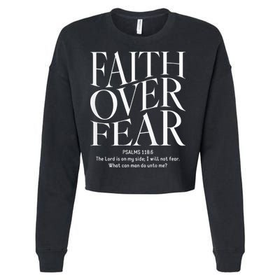 Faith Over Fear Christian Cropped Pullover Crew