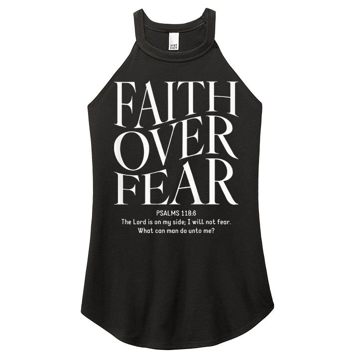 Faith Over Fear Christian Women's Perfect Tri Rocker Tank