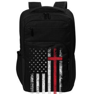 Faith Over Fear American USA Flag Christian Cross Jesus Impact Tech Backpack