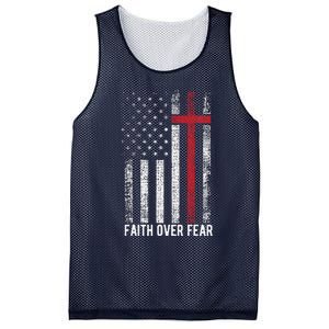 Faith Over Fear American USA Flag Christian Cross Jesus Mesh Reversible Basketball Jersey Tank