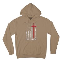 Faith Over Fear American USA Flag Christian Cross Jesus Hoodie