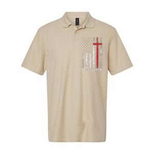 Faith Over Fear American USA Flag Christian Cross Jesus Softstyle Adult Sport Polo