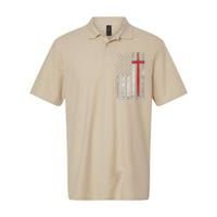 Faith Over Fear American USA Flag Christian Cross Jesus Softstyle Adult Sport Polo