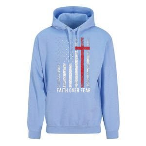 Faith Over Fear American USA Flag Christian Cross Jesus Unisex Surf Hoodie