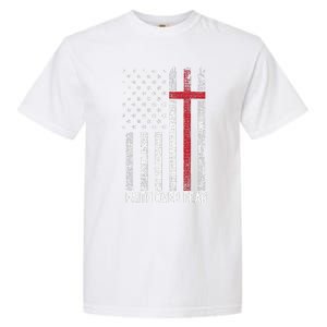 Faith Over Fear American USA Flag Christian Cross Jesus Garment-Dyed Heavyweight T-Shirt