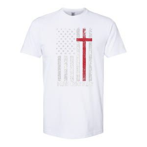 Faith Over Fear American USA Flag Christian Cross Jesus Softstyle CVC T-Shirt