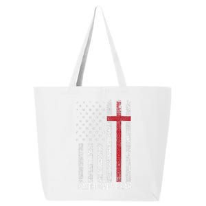 Faith Over Fear American USA Flag Christian Cross Jesus 25L Jumbo Tote