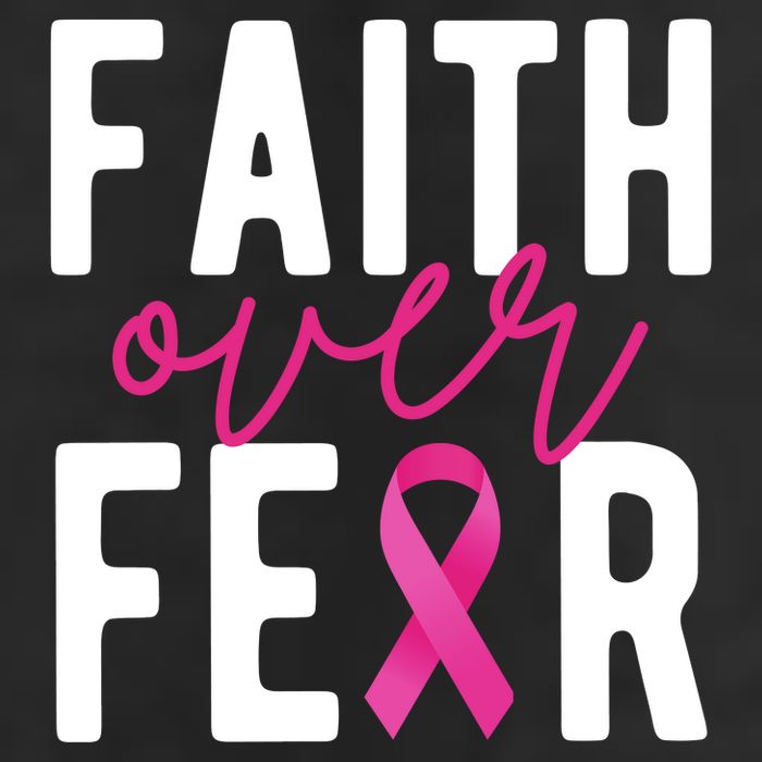Faith Over Fear Breast Cancer Awareness 7 Panel Mesh Trucker Snapback Hat