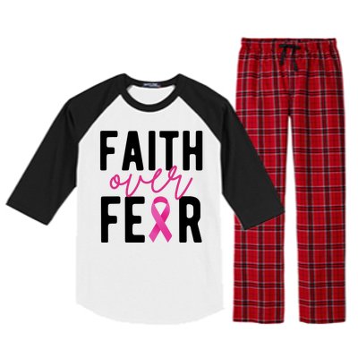 Faith Over Fear Breast Cancer Awareness Raglan Sleeve Pajama Set