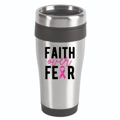 Faith Over Fear Breast Cancer Awareness 16oz Travel Tumbler