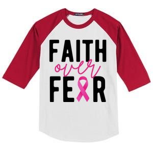 Faith Over Fear Breast Cancer Awareness Kids Colorblock Raglan Jersey