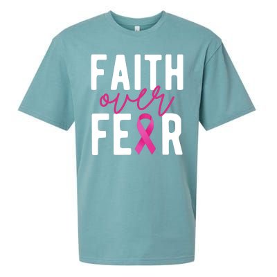 Faith Over Fear Breast Cancer Awareness Sueded Cloud Jersey T-Shirt