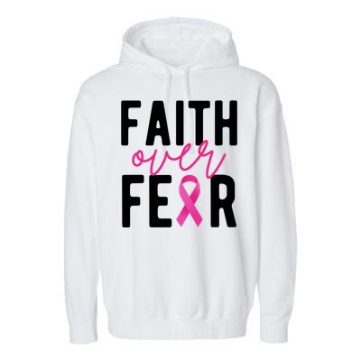 Faith Over Fear Breast Cancer Awareness Garment-Dyed Fleece Hoodie