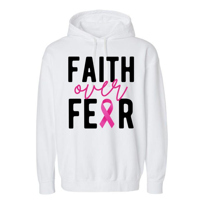 Faith Over Fear Breast Cancer Awareness Garment-Dyed Fleece Hoodie