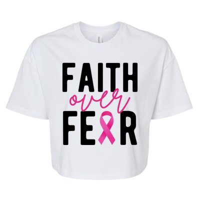 Faith Over Fear Breast Cancer Awareness Bella+Canvas Jersey Crop Tee