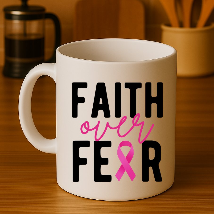 Faith Over Fear Breast Cancer Awareness Mug