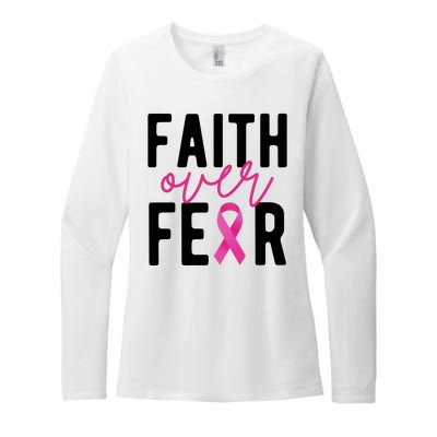 Faith Over Fear Breast Cancer Awareness Womens CVC Long Sleeve Shirt