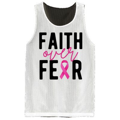 Faith Over Fear Breast Cancer Awareness Mesh Reversible Basketball Jersey Tank