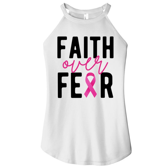 Faith Over Fear Breast Cancer Awareness Women's Perfect Tri Rocker Tank