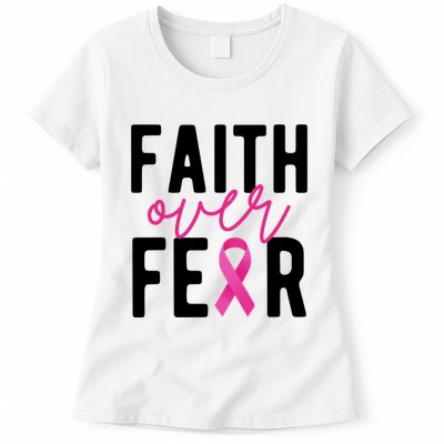 Faith Over Fear Breast Cancer Awareness Womens T-Shirt