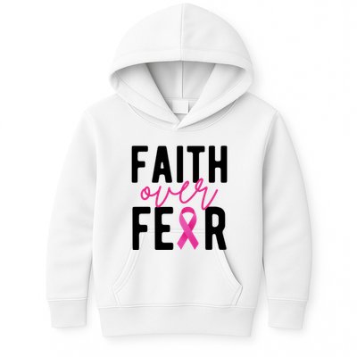 Faith Over Fear Breast Cancer Awareness Kids Hoodie
