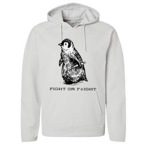 Fight or Flight Funny Penguin Pun Fight Or Flight Meme Performance Fleece Hoodie