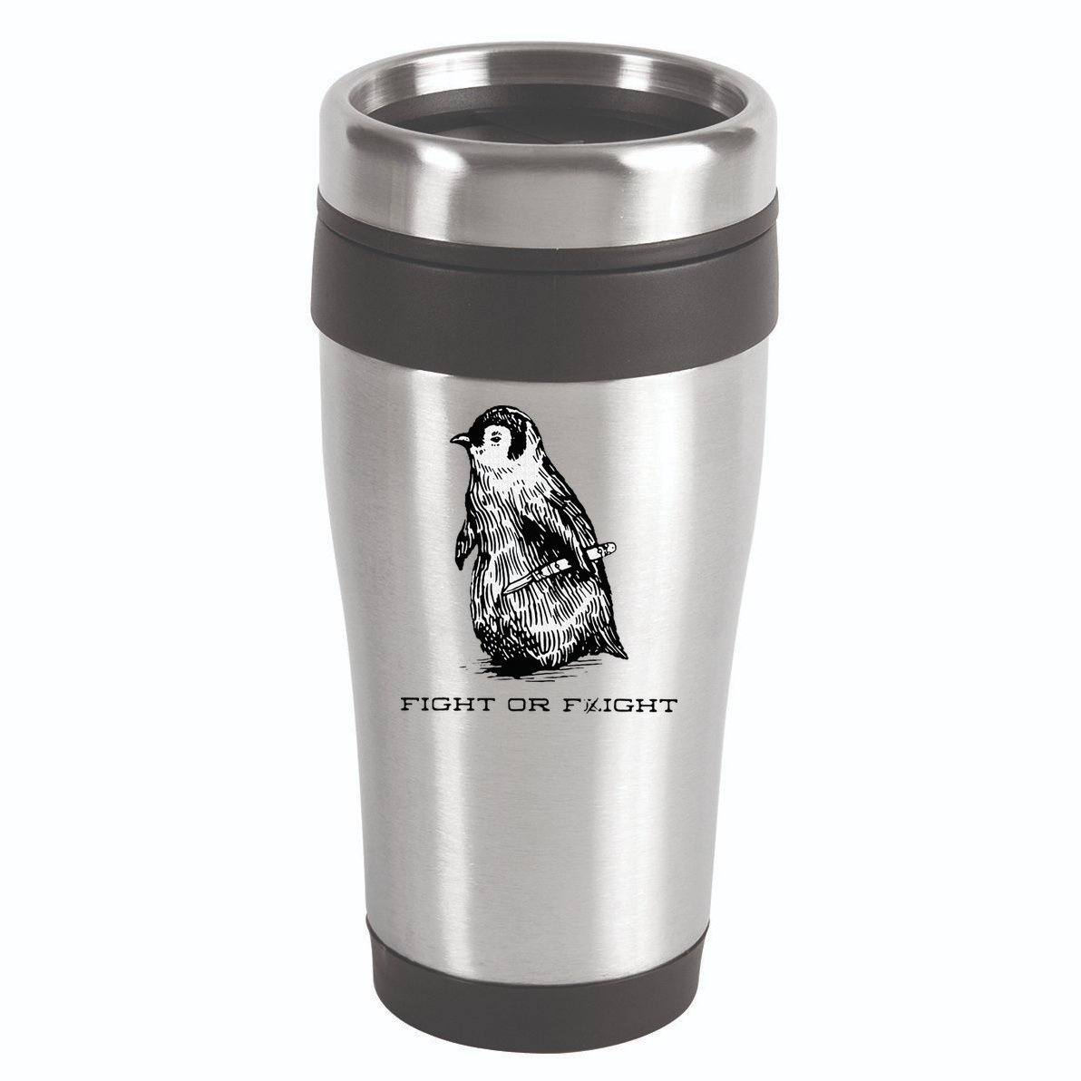 Fight or Flight Funny Penguin Pun Fight Or Flight Meme 16oz Travel Tumbler