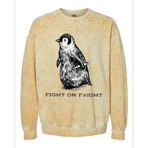 Fight or Flight Funny Penguin Pun Fight Or Flight Meme Colorblast Crewneck Sweatshirt