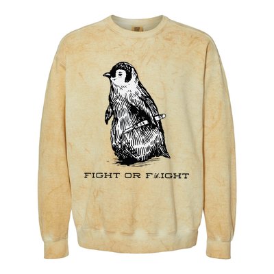 Fight or Flight Funny Penguin Pun Fight Or Flight Meme Colorblast Crewneck Sweatshirt