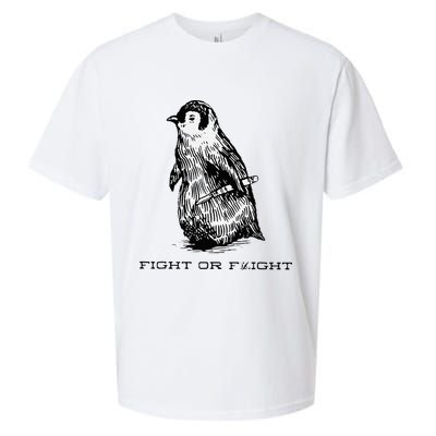 Fight or Flight Funny Penguin Pun Fight Or Flight Meme Sueded Cloud Jersey T-Shirt