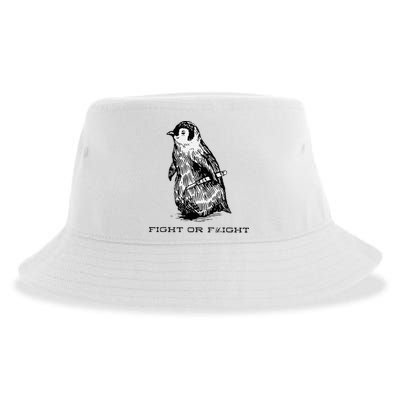 Fight or Flight Funny Penguin Pun Fight Or Flight Meme Sustainable Bucket Hat