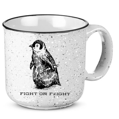 Fight or Flight Funny Penguin Pun Fight Or Flight Meme 15oz Campfire Ceramic Mug