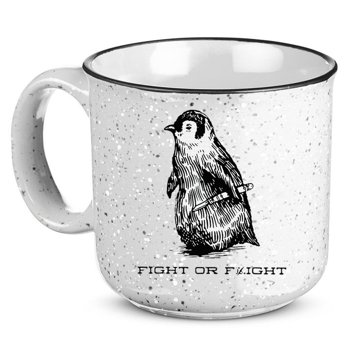 Fight or Flight Funny Penguin Pun Fight Or Flight Meme 15oz Campfire Ceramic Mug