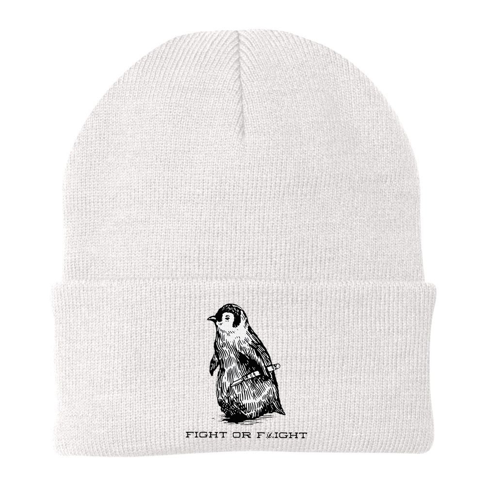 Fight or Flight Funny Penguin Pun Fight Or Flight Meme Beanie