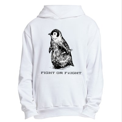 Fight or Flight Funny Penguin Pun Fight Or Flight Meme Urban Pullover Hoodie