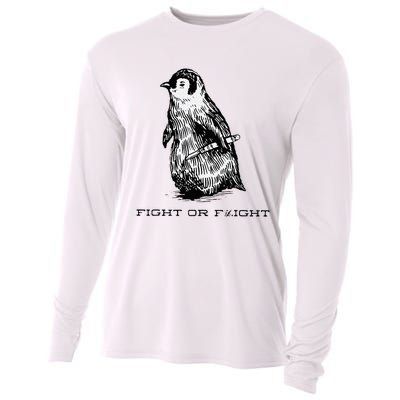 Fight or Flight Funny Penguin Pun Fight Or Flight Meme Cooling Performance Long Sleeve Crew