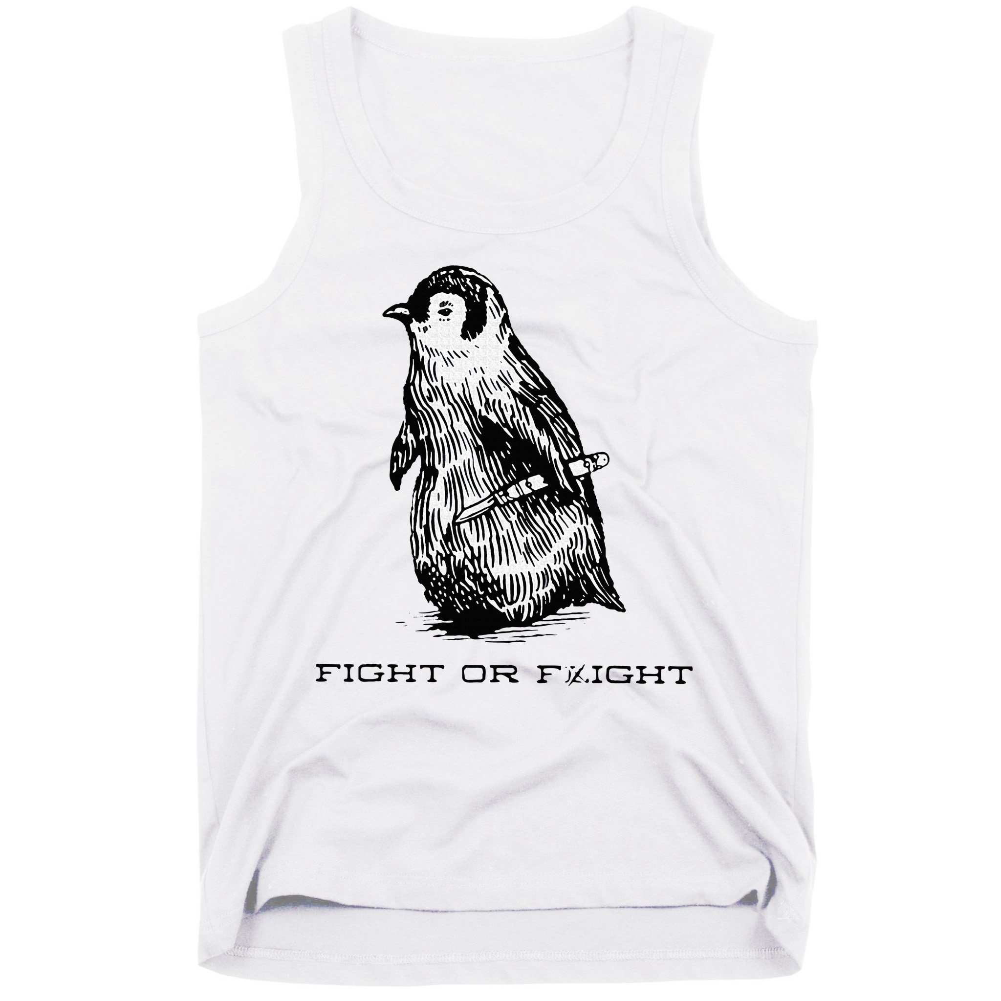 Fight or Flight Funny Penguin Pun Fight Or Flight Meme Tank Top