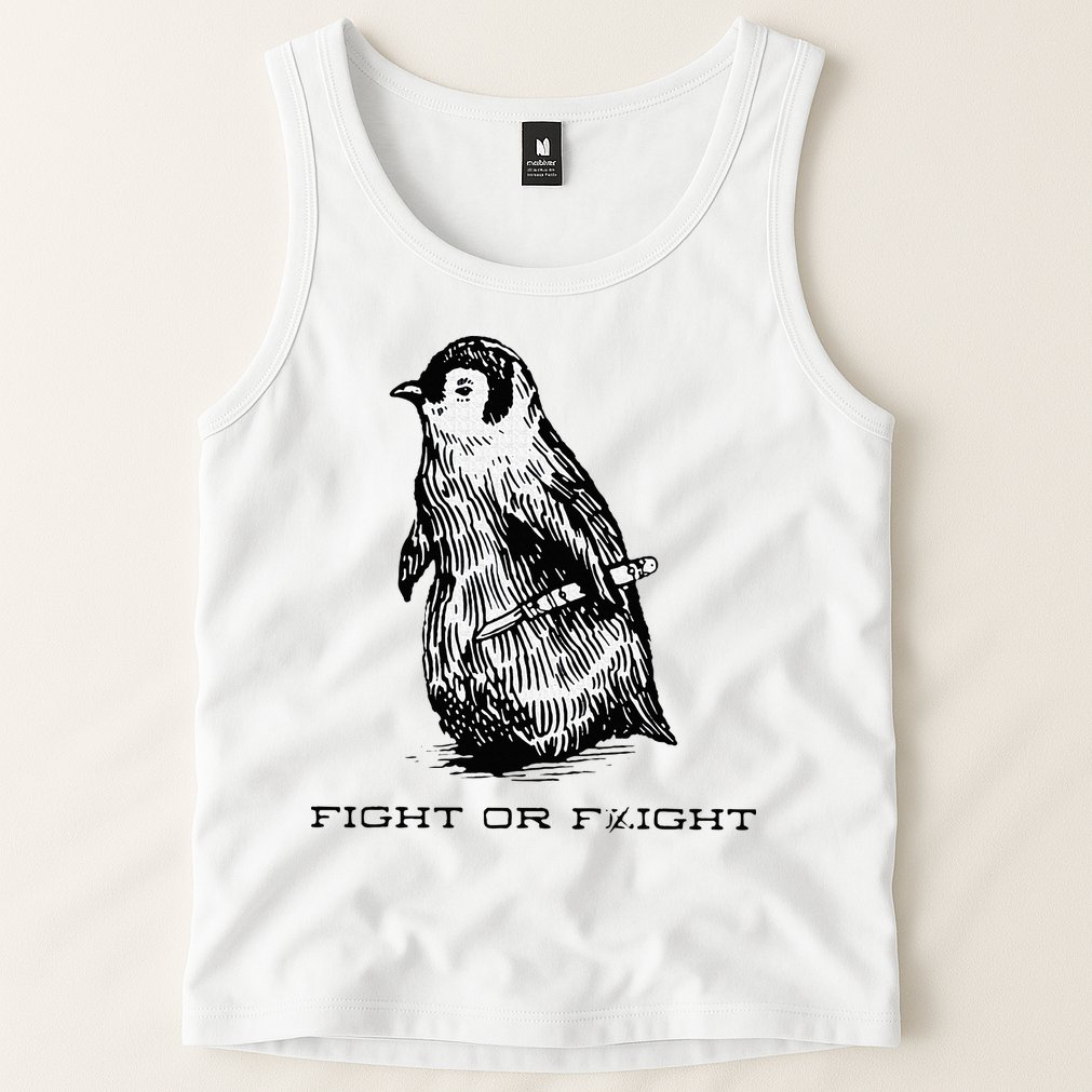 Fight or Flight Funny Penguin Pun Fight Or Flight Meme Tank Top