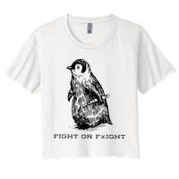 Fight or Flight Funny Penguin Pun Fight Or Flight Meme Women's Crop Top Tee