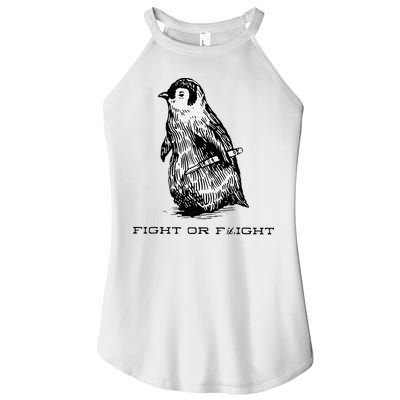 Fight or Flight Funny Penguin Pun Fight Or Flight Meme Women's Perfect Tri Rocker Tank
