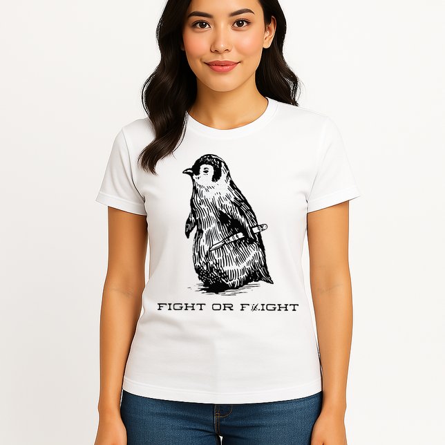 Fight or Flight Funny Penguin Pun Fight Or Flight Meme Womens T-Shirt