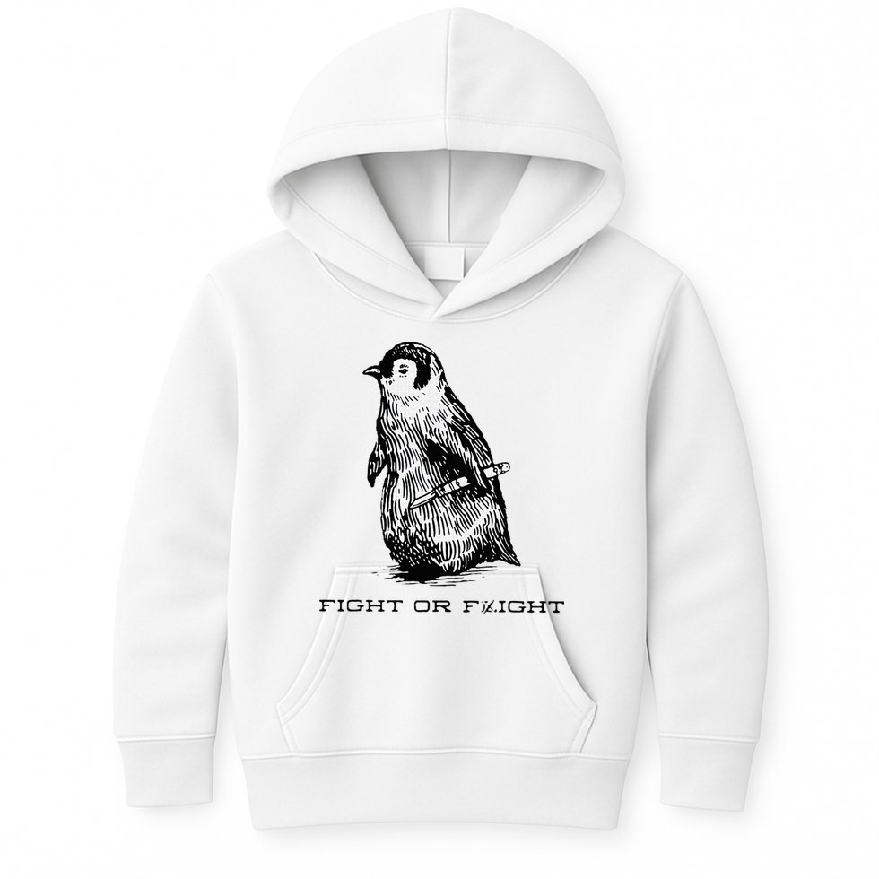 Fight or Flight Funny Penguin Pun Fight Or Flight Meme Kids Hoodie