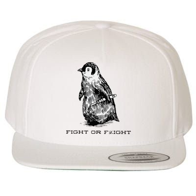 Fight or Flight Funny Penguin Pun Fight Or Flight Meme Wool Snapback Cap